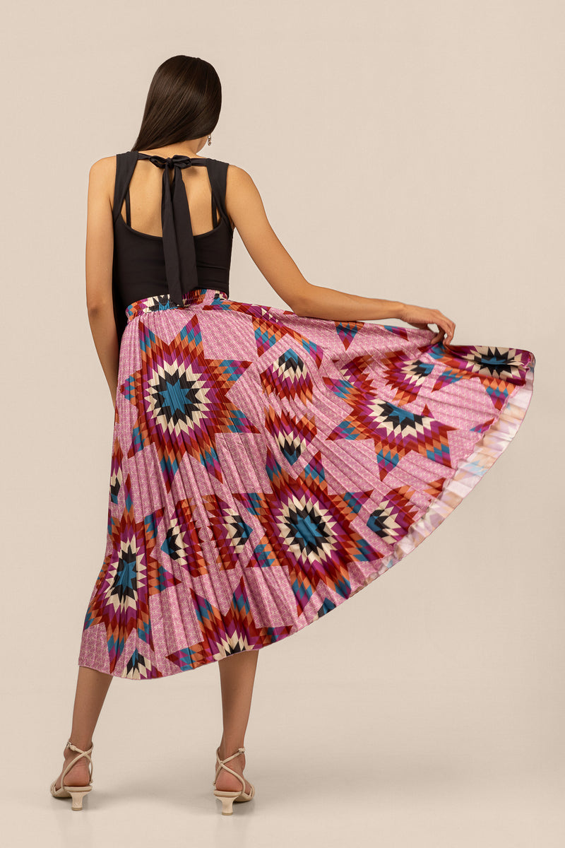 Pleated Midi Skirt - Purple