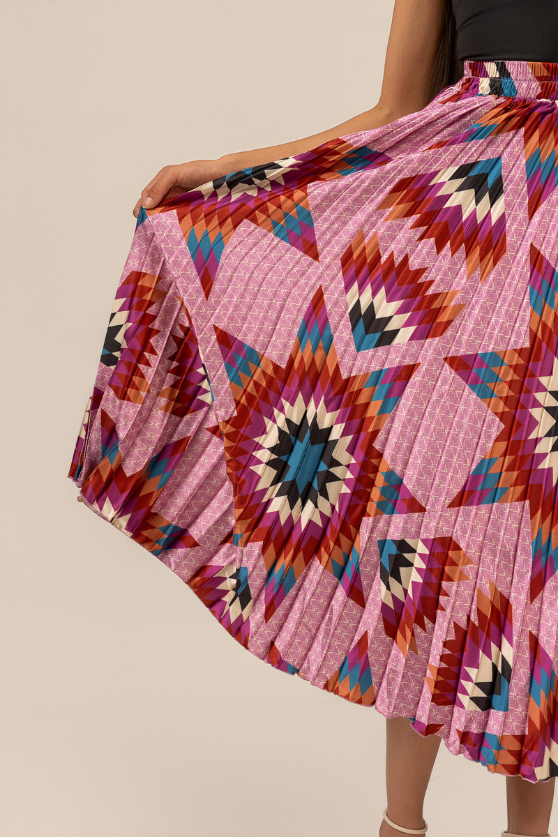 Pleated Midi Skirt - Purple