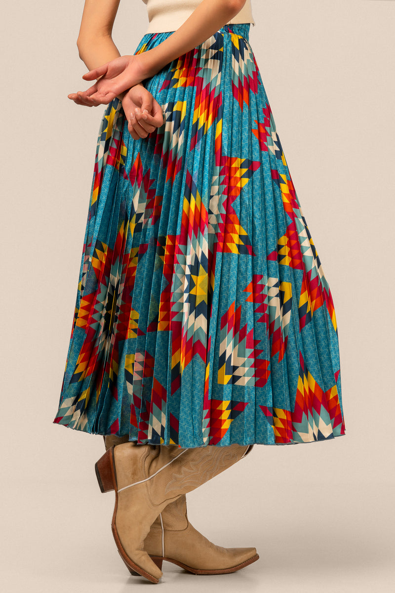 Pleated Midi Skirt - Teal