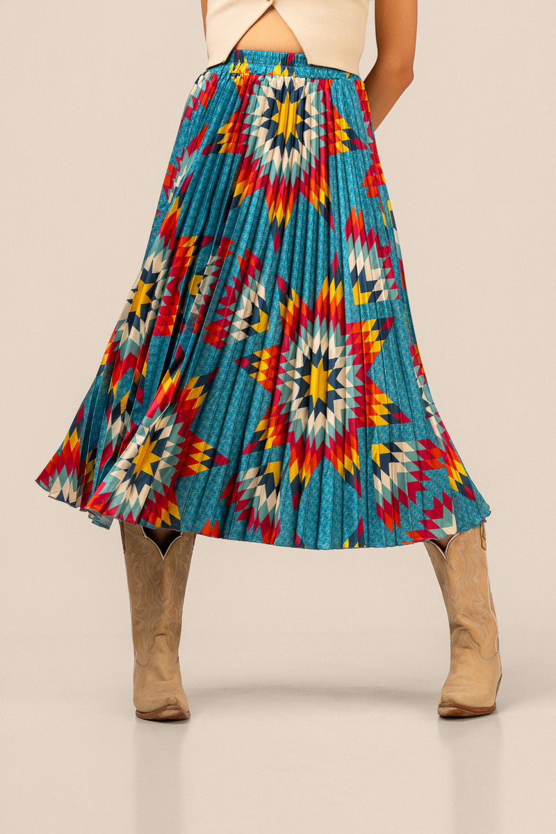 Pleated Midi Skirt - Teal