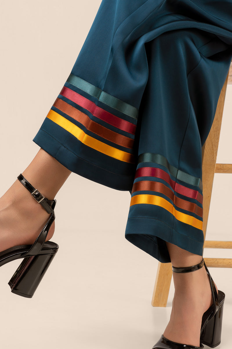 Satin Ribbon Pants Teal