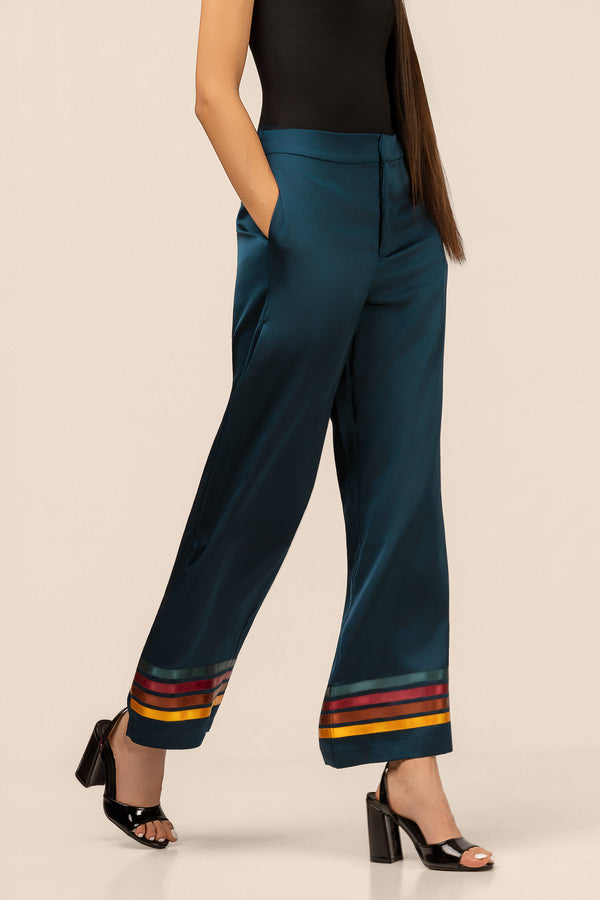 Satin Ribbon Pants Teal