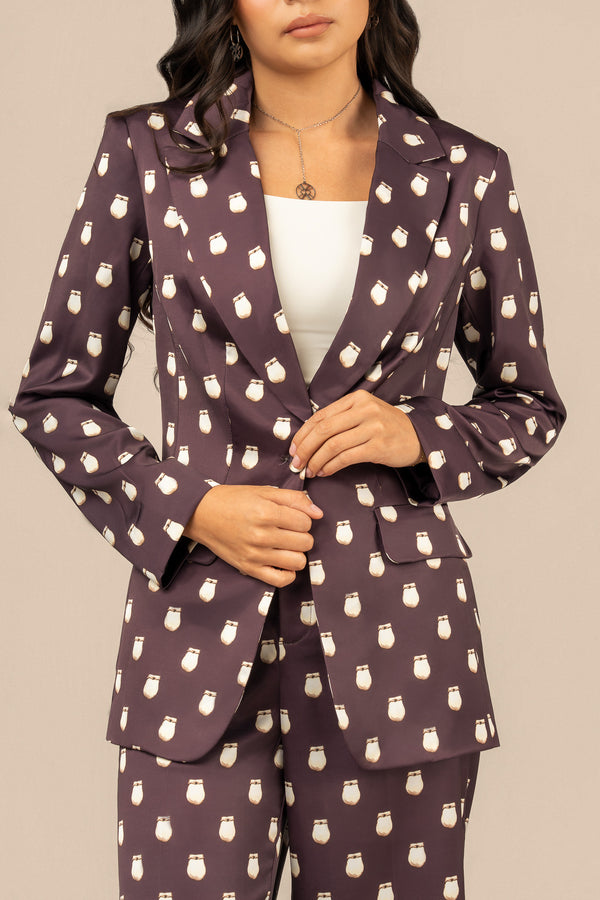Elk Ivory Satin Blazer - Fig