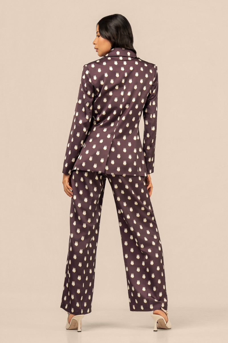 Elk Ivory Satin Blazer - Fig