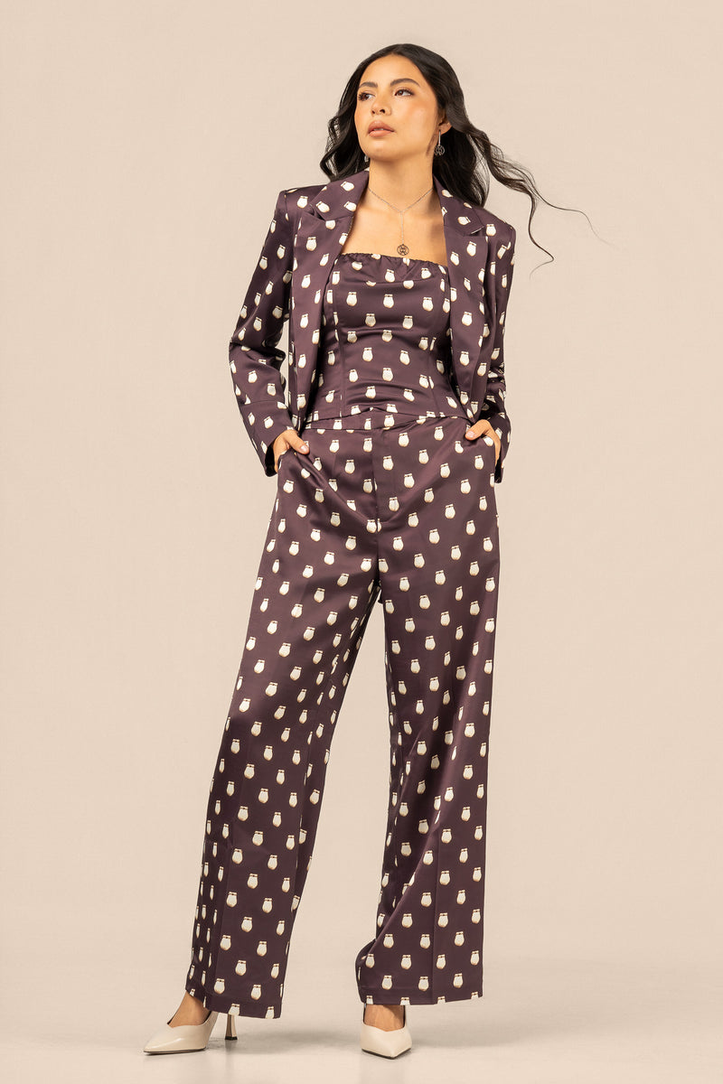 Elk Ivory Satin Suit Pant - Fig