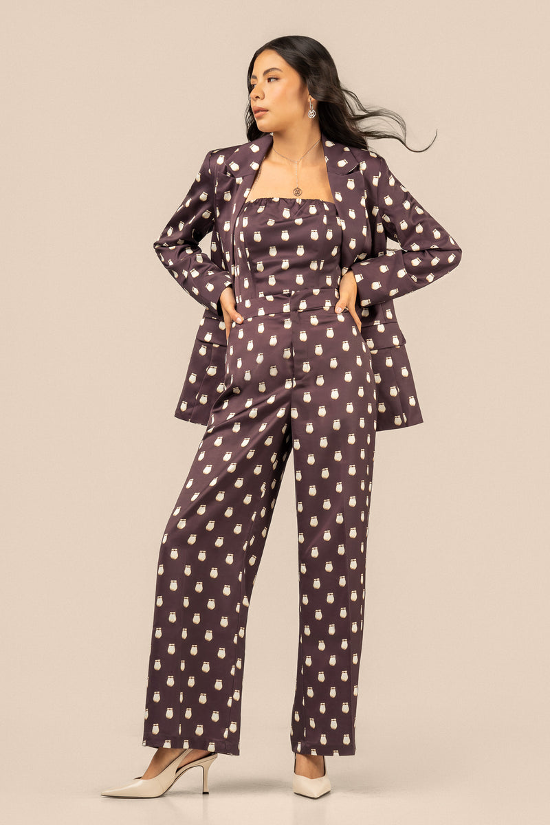 Elk Ivory Satin Blazer - Fig