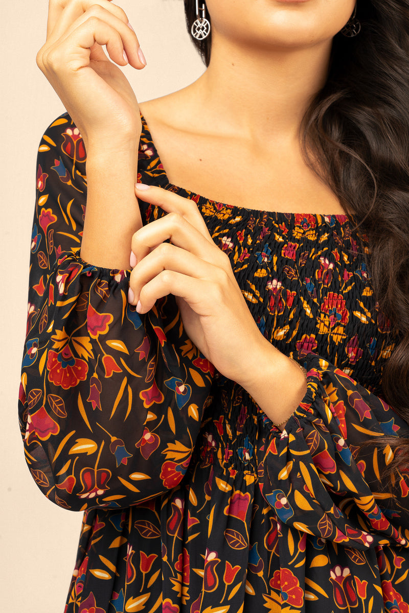 Mountain Crow Floral Maxi Dress - Navy