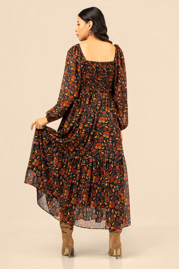 Mountain Crow Floral Maxi Dress - Navy