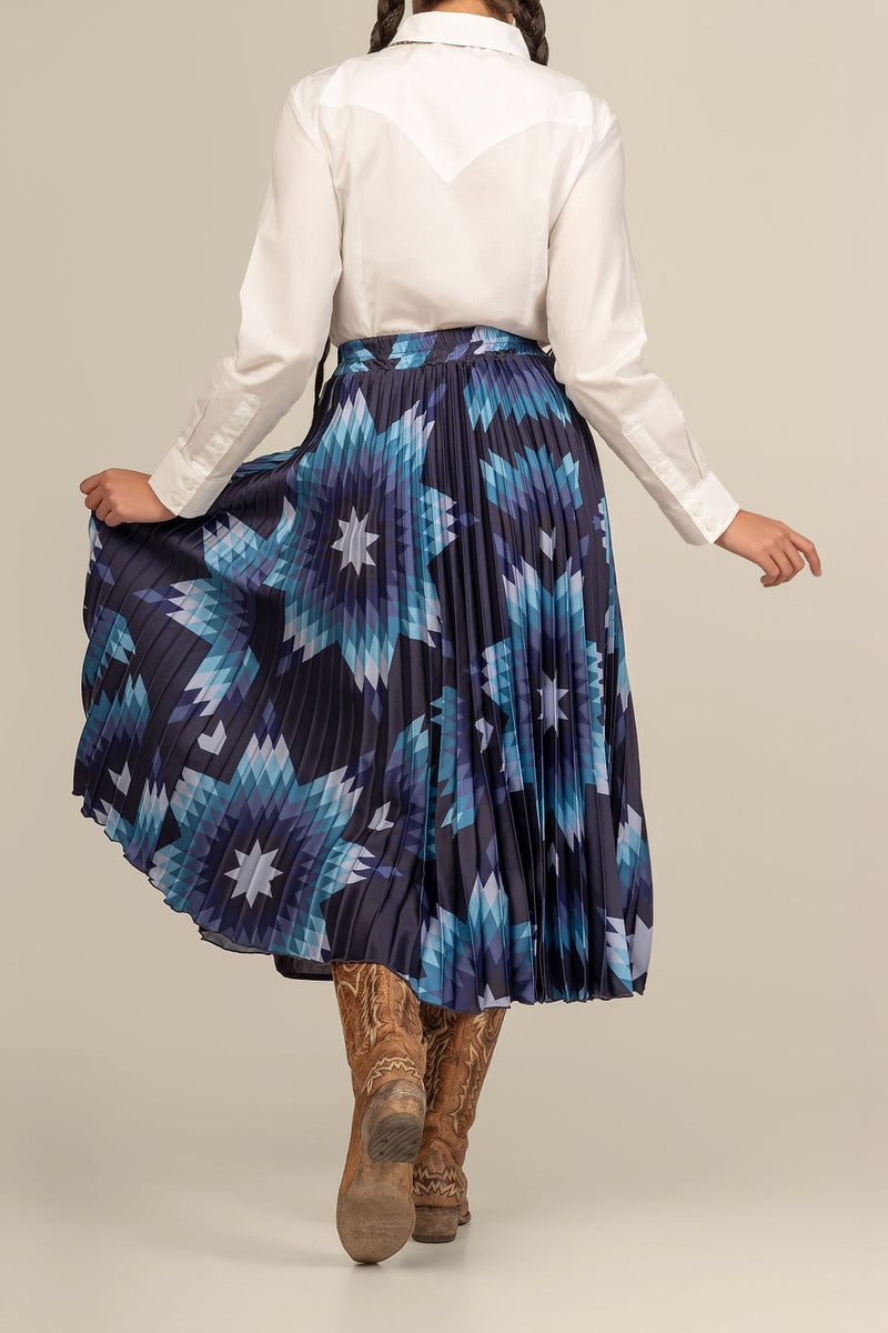 Pleated Midi Skirt - Navy