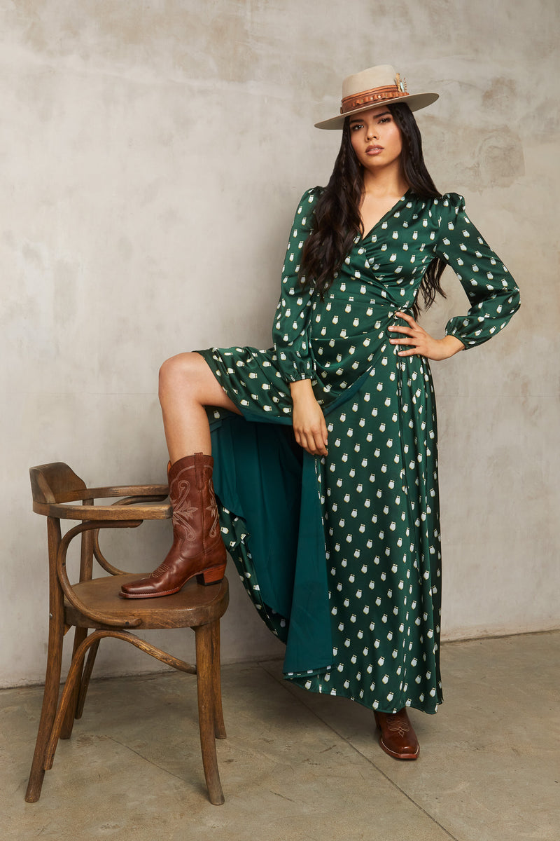 Elk Ivory Maxi Wrap Dress - Green 2X Elk Ivory Maxi Wrap Dress - Green 2X