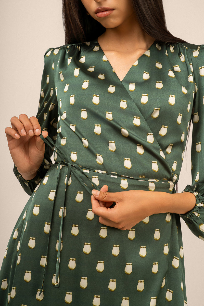 Elk Ivory Maxi Wrap Dress - Green