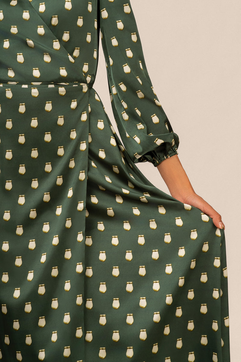 Elk Ivory Maxi Wrap Dress - Green