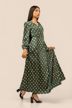 Elk Ivory Maxi Wrap Dress - Green