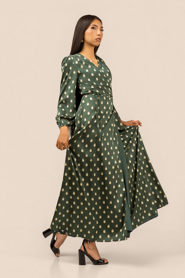 Elk Ivory Maxi Wrap Dress - Green
