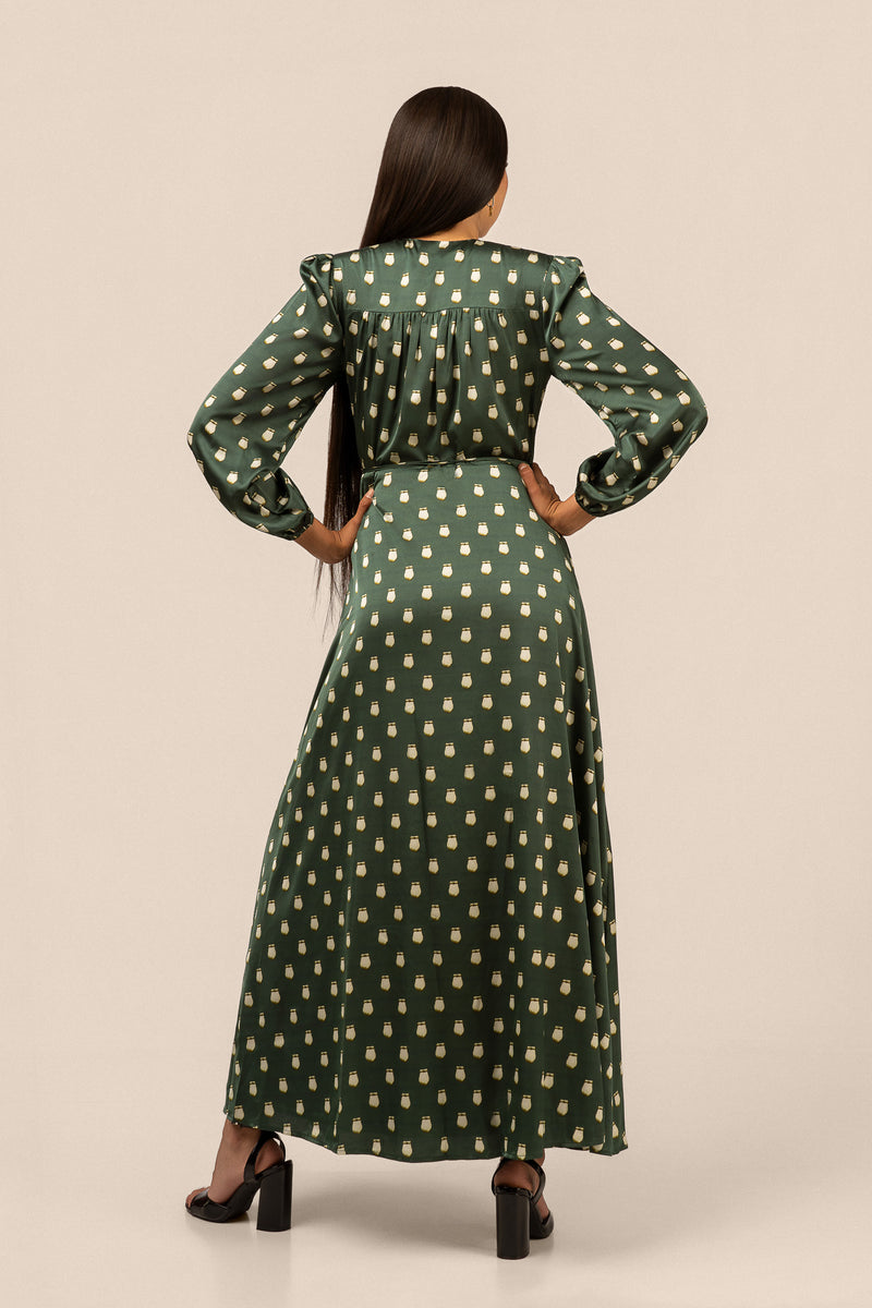 Elk Ivory Maxi Wrap Dress - Green