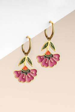 Floral Bloom Huggie Charm Hoops