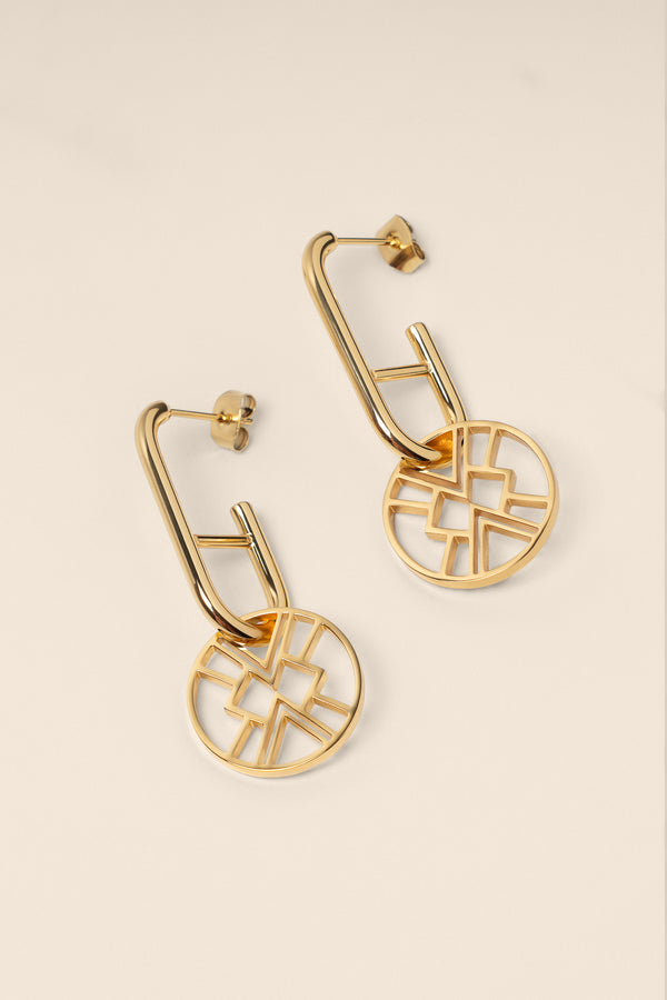 B.Yellowtail Emblem Huggie Hoop Earring - Gold