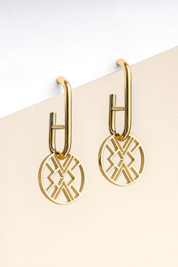 B.Yellowtail Emblem Huggie Hoop Earring - Gold