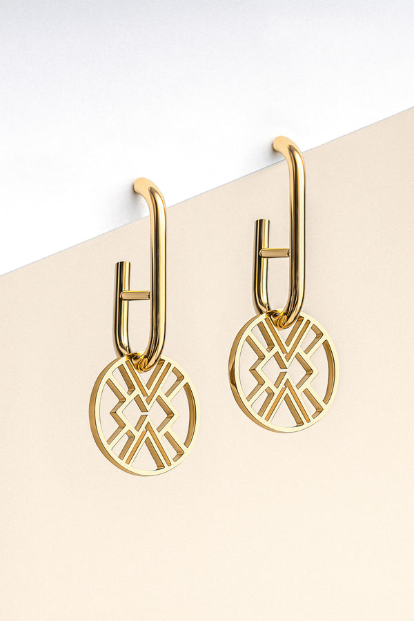 B.Yellowtail Emblem Huggie Hoop Earring - Gold