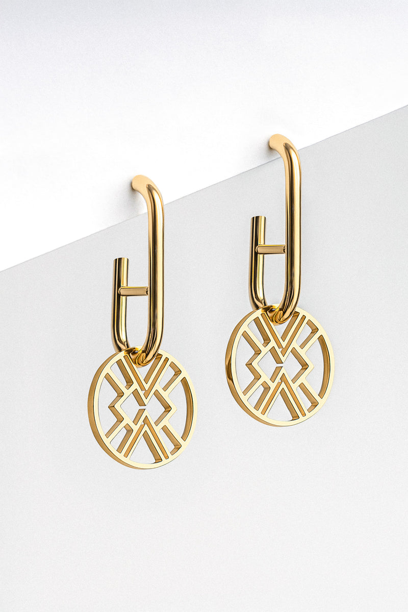 B.Yellowtail Emblem Huggie Hoop Earring - Gold