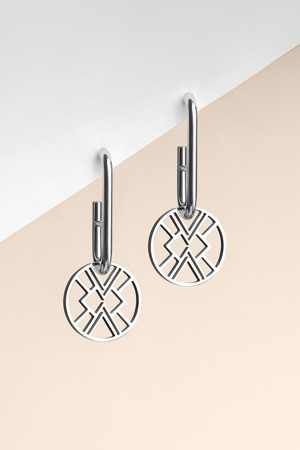 B.Yellowtail Emblem Huggie Hoop Earring - Silver