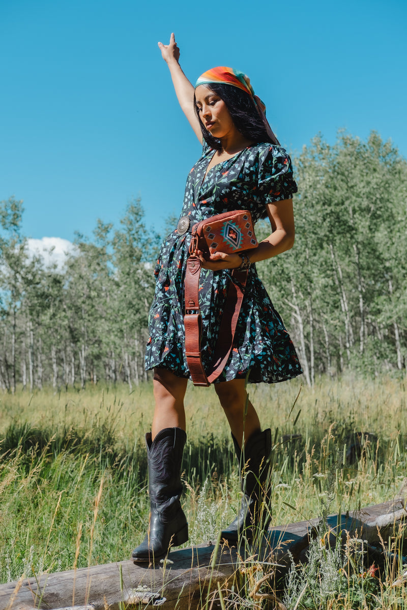 Tier Mini Wrap Dress  - Mountain Wildflowers - FINAL SALE