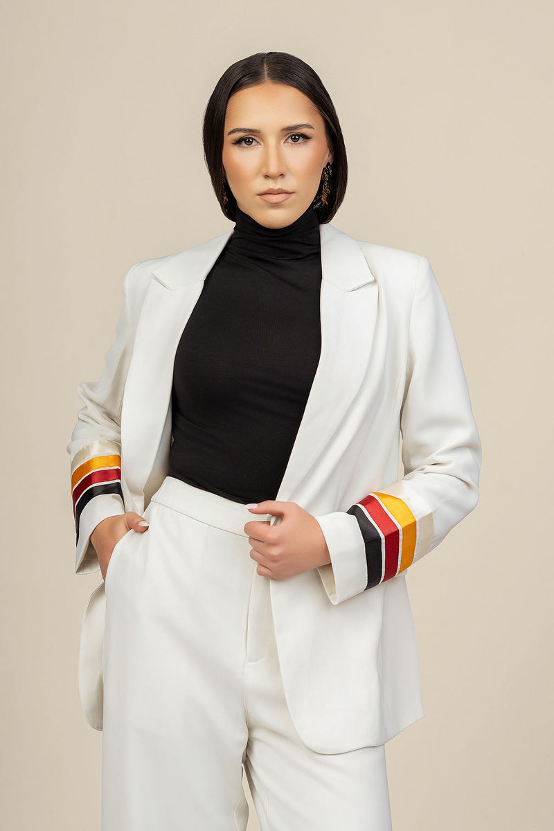 Power Suit Ribbon Blazer - Ivory