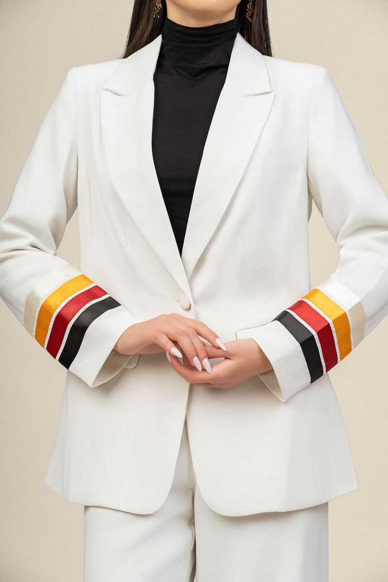 Power Suit Ribbon Blazer - Ivory