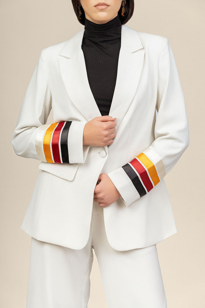 Power Suit Ribbon Blazer - Ivory