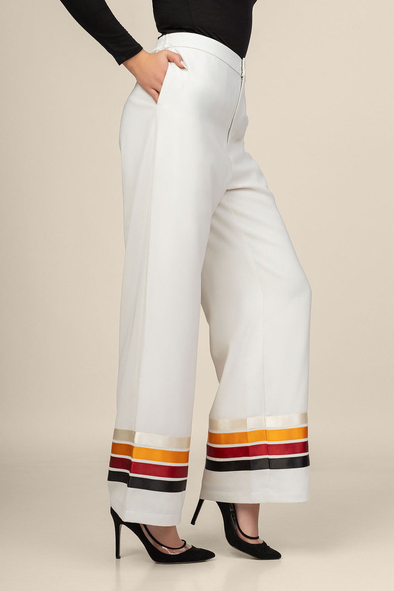 Wide Leg Pants Ivory Dress Pants Ladies Power Suit Wide Leg Ribbon Pant Ivory Wide Leg Pants Ivory Dress Pants Ladies Power Suit Wide Leg Ribbon Pant Ivory