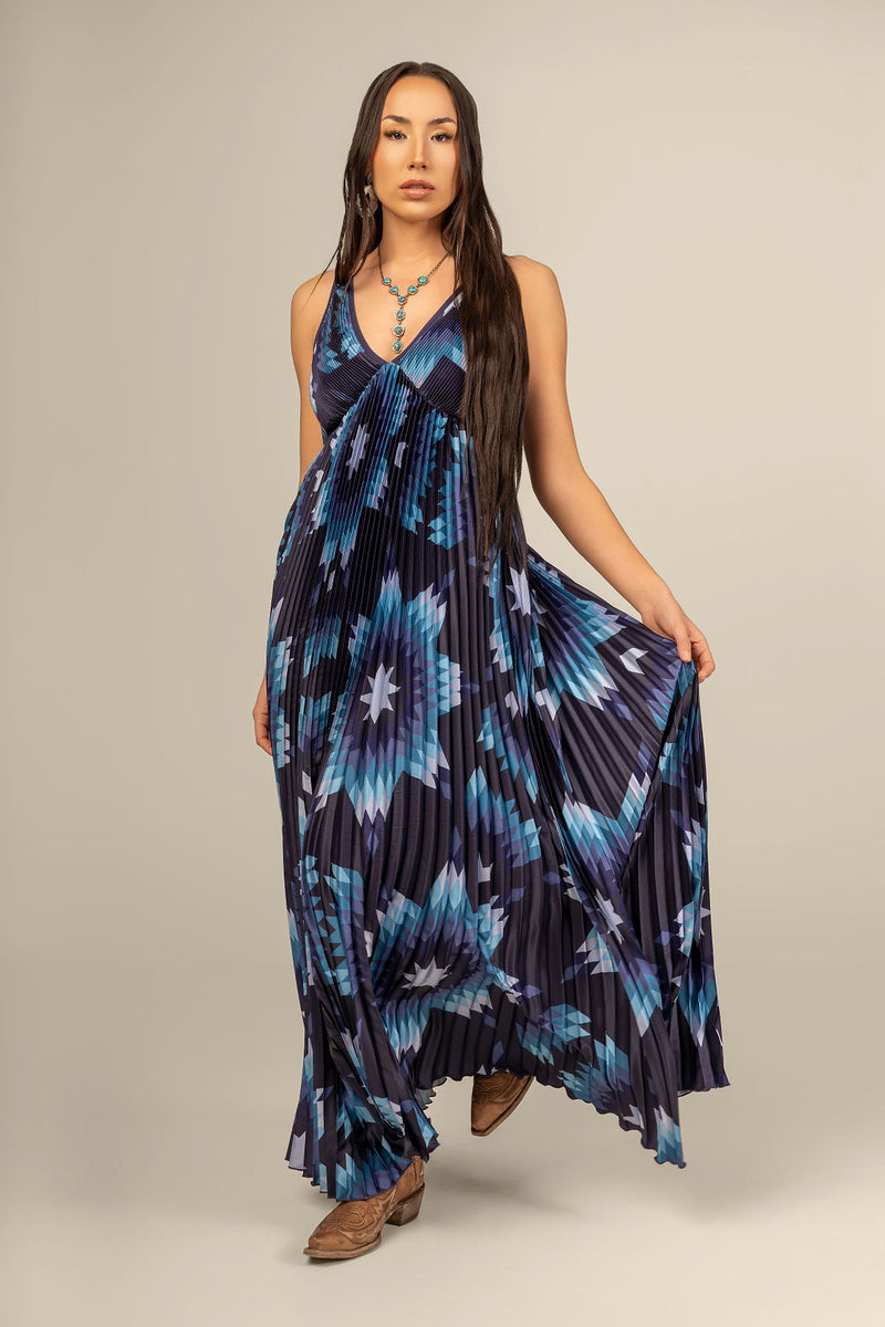 Maxi Star Quilt Dress - Navy