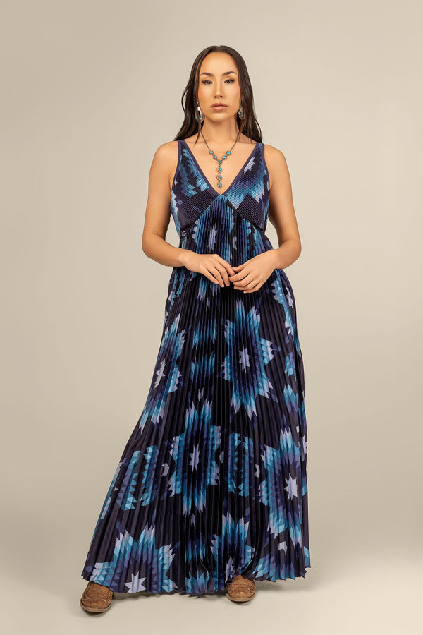 Maxi Star Quilt Dress - Navy