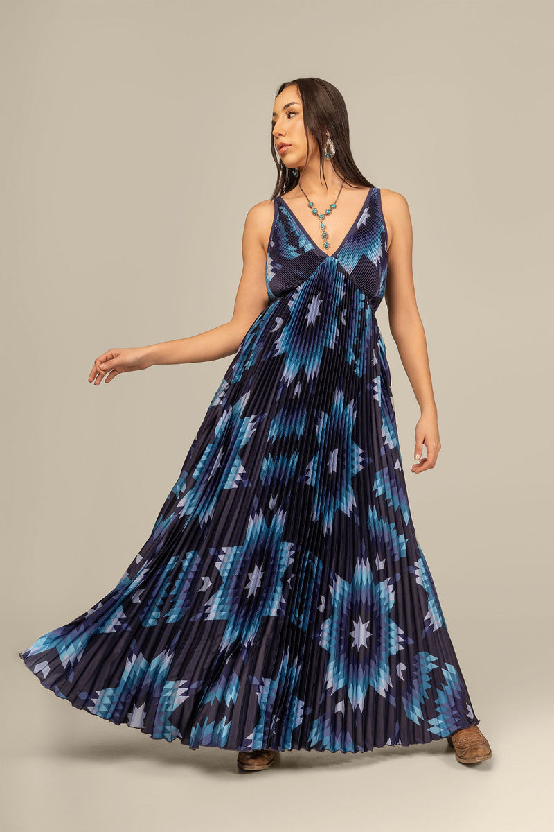 Maxi Star Quilt Dress - Navy