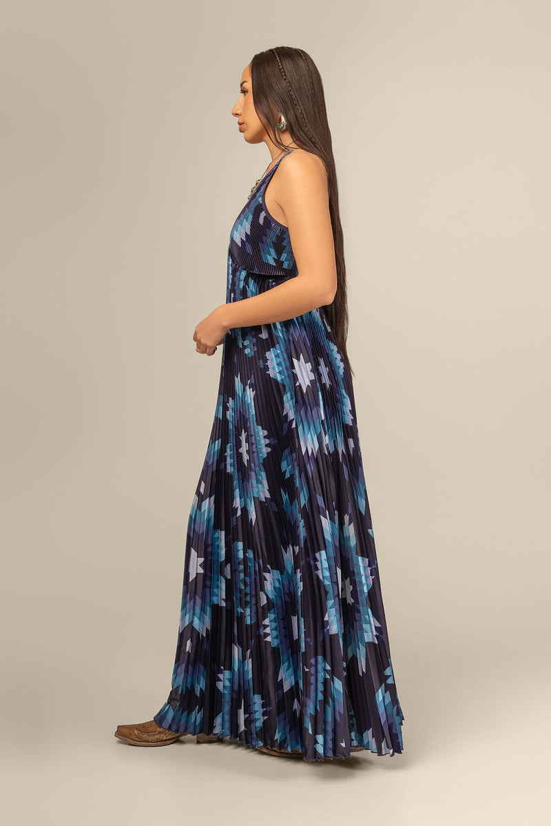 Maxi Star Quilt Dress - Navy