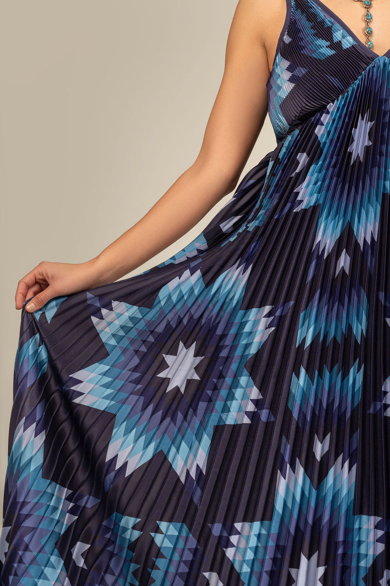 Maxi Star Quilt Dress - Navy