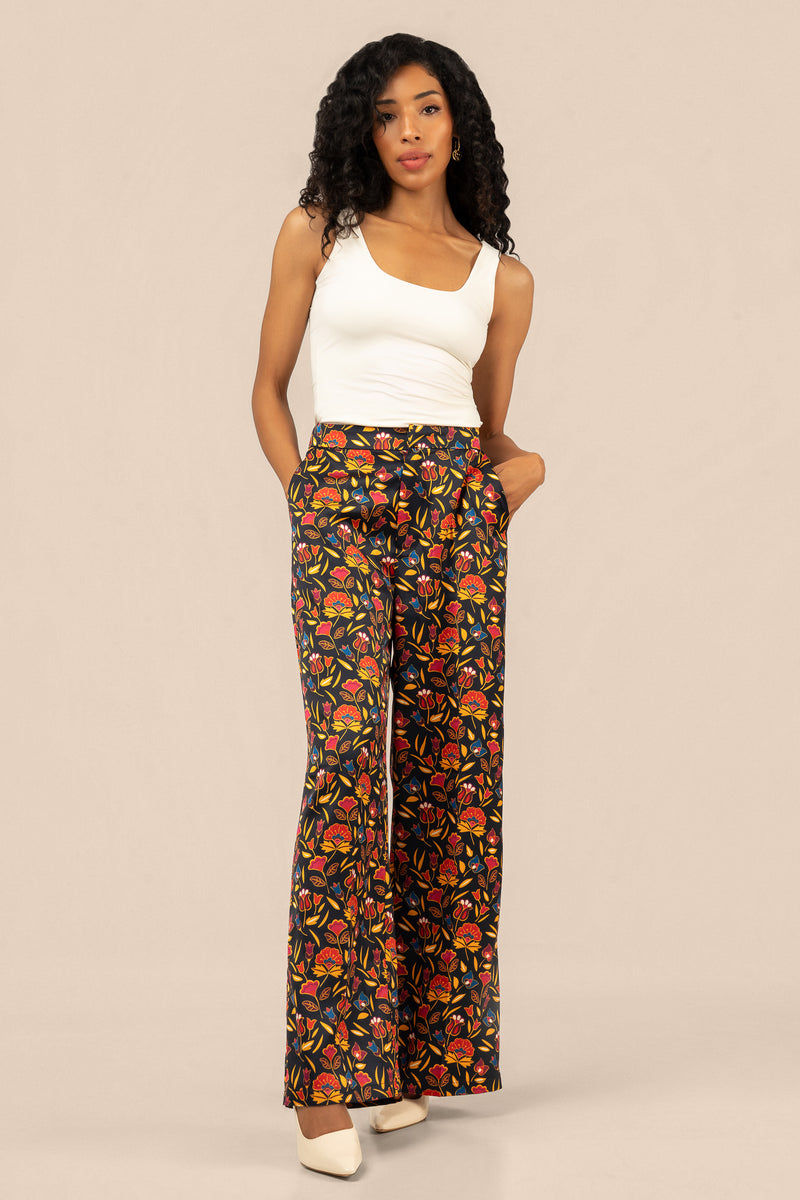 Floral Suit Pant - Navy