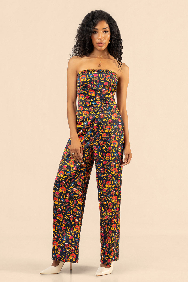 Floral Suit Pant - Navy