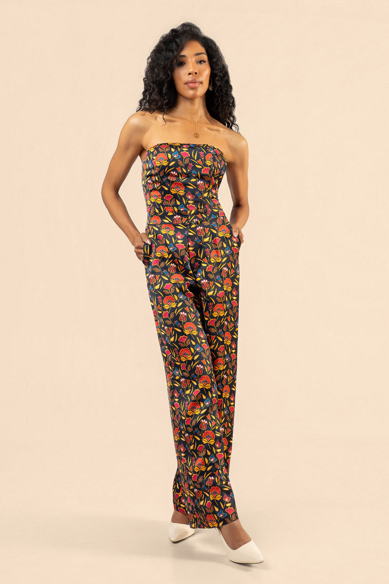 Floral Corset Top- Navy