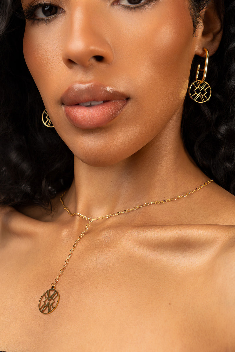 B.Yellowtail Emblem Drop Necklace - Gold