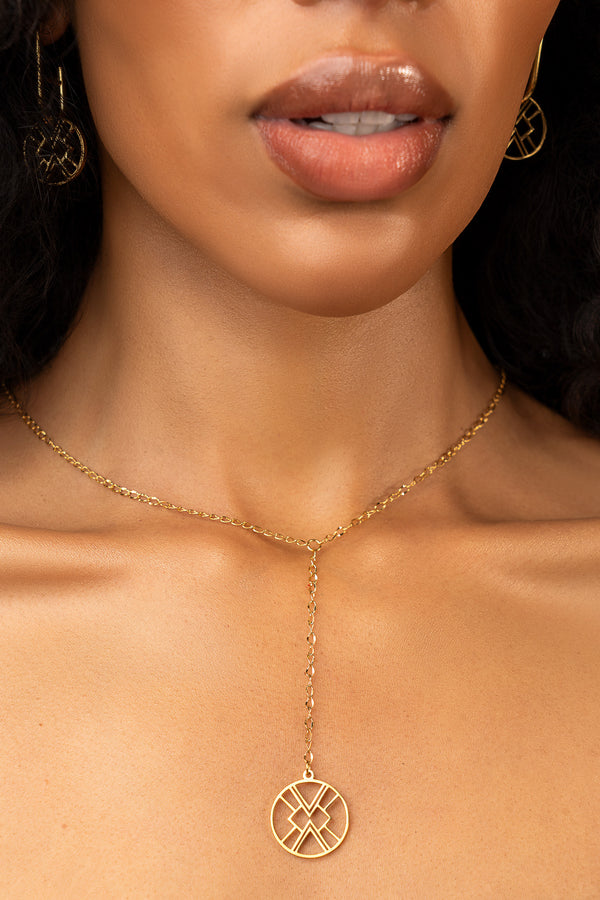 B.Yellowtail Emblem Drop Necklace - Gold