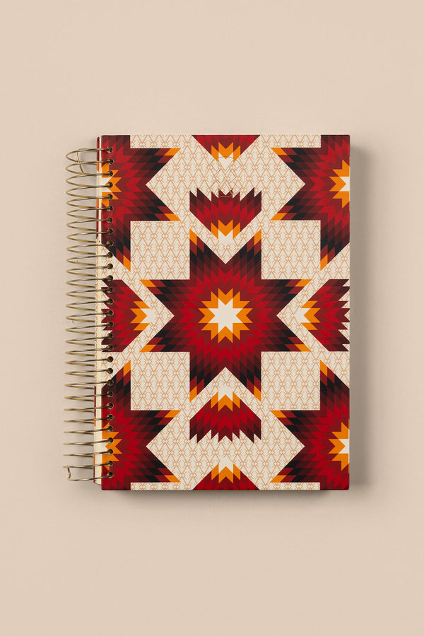 Star Quilt Notebook - Red/Ivory