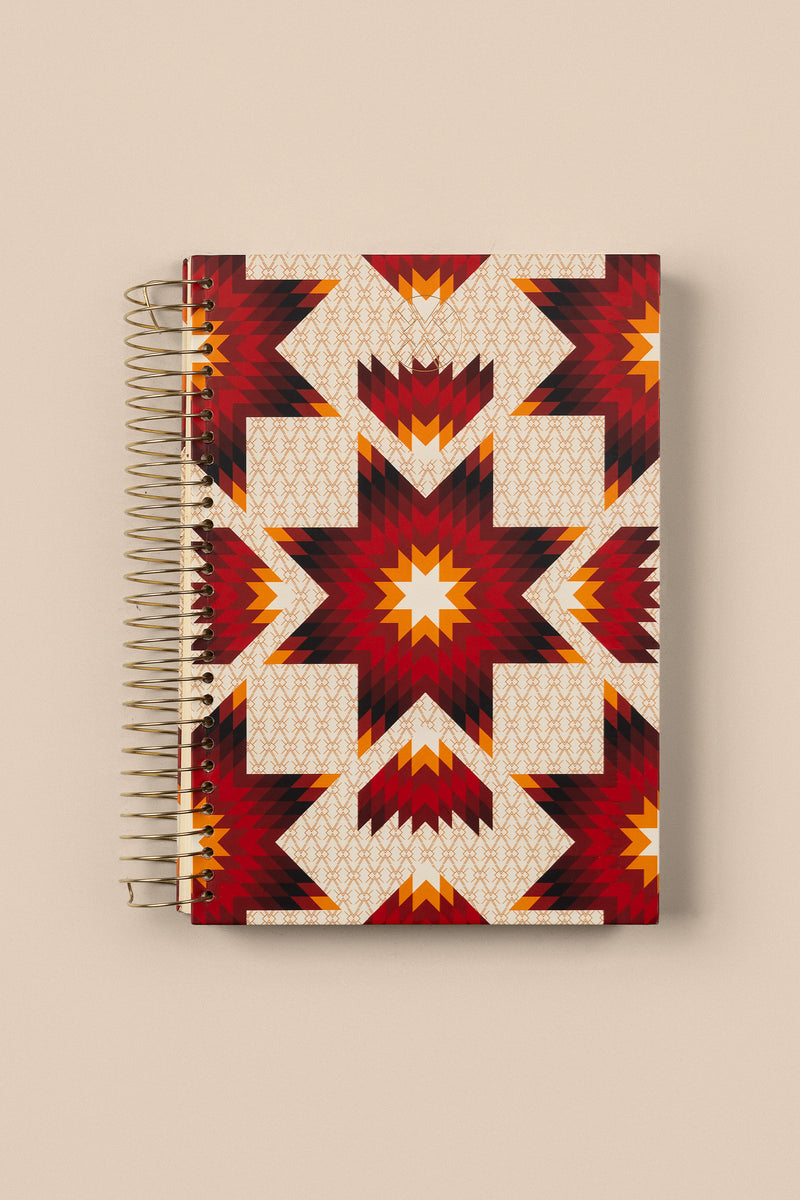 Star Quilt Notebook - Red/Ivory