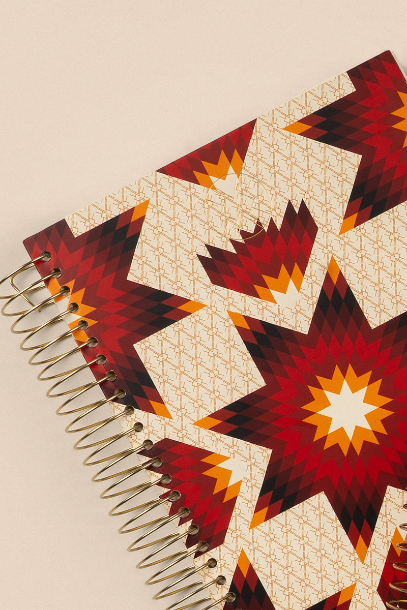 Star Quilt Notebook - Red/Ivory