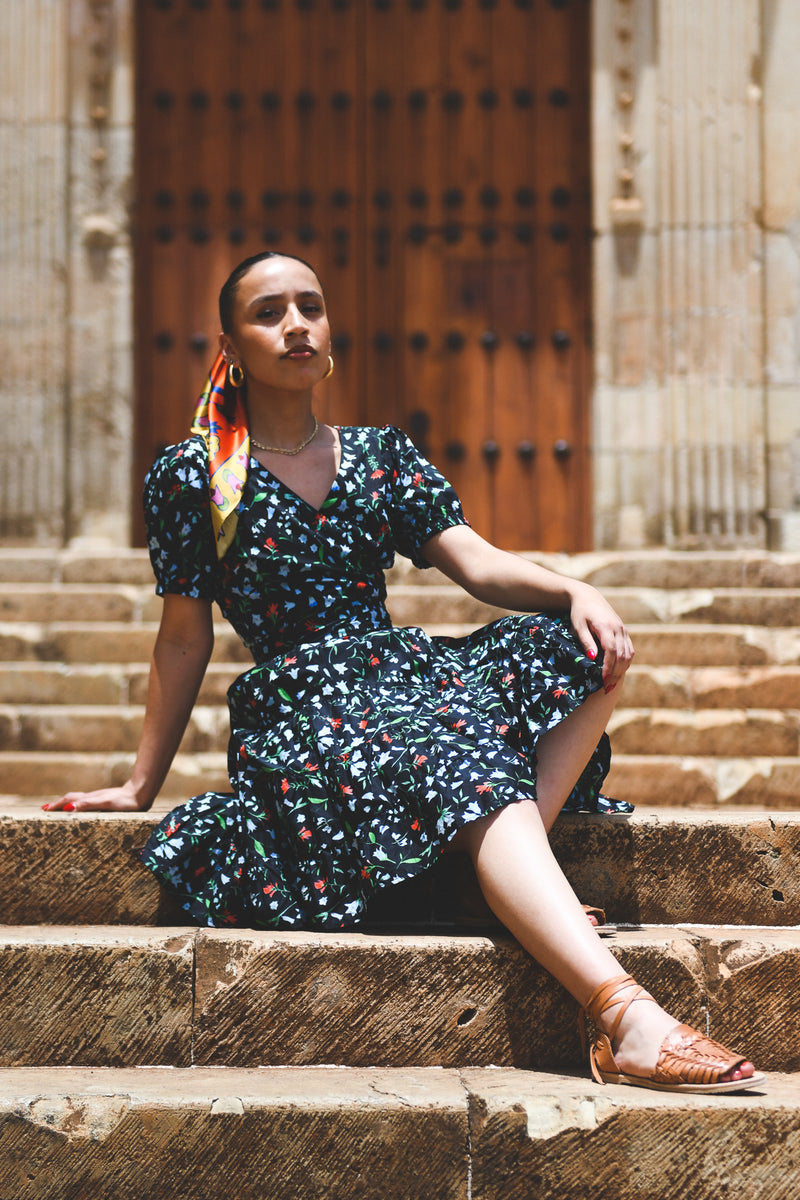 Tier Mini Wrap Dress  - Mountain Wildflowers - B.YELLOWTAIL