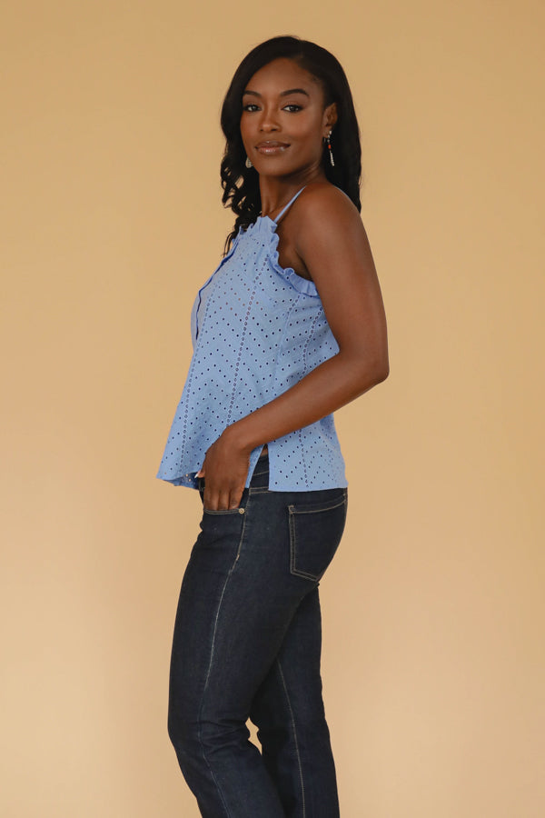 Eyelet Cami Top - Blue Bell - B.YELLOWTAIL