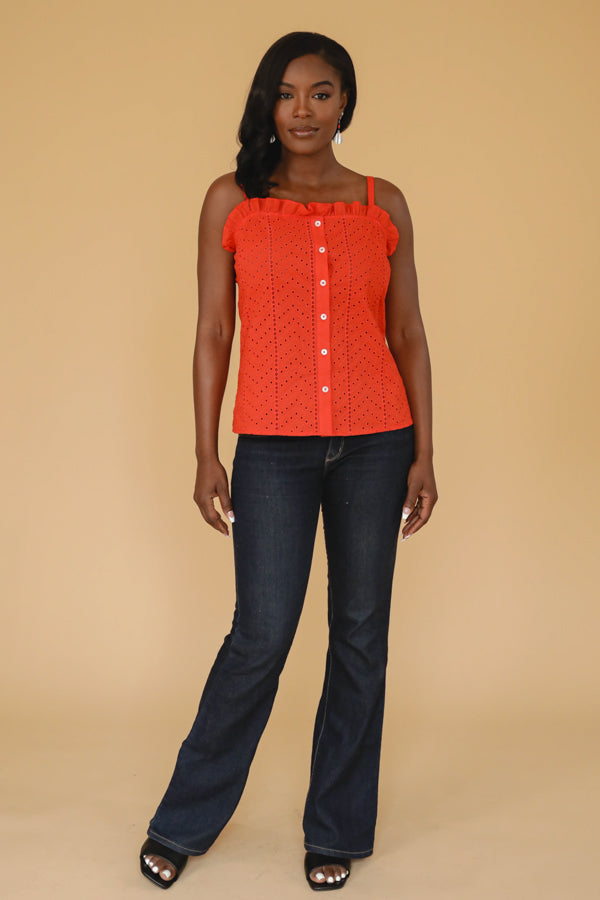 Eyelet Cami Top - Poppy - B.YELLOWTAIL