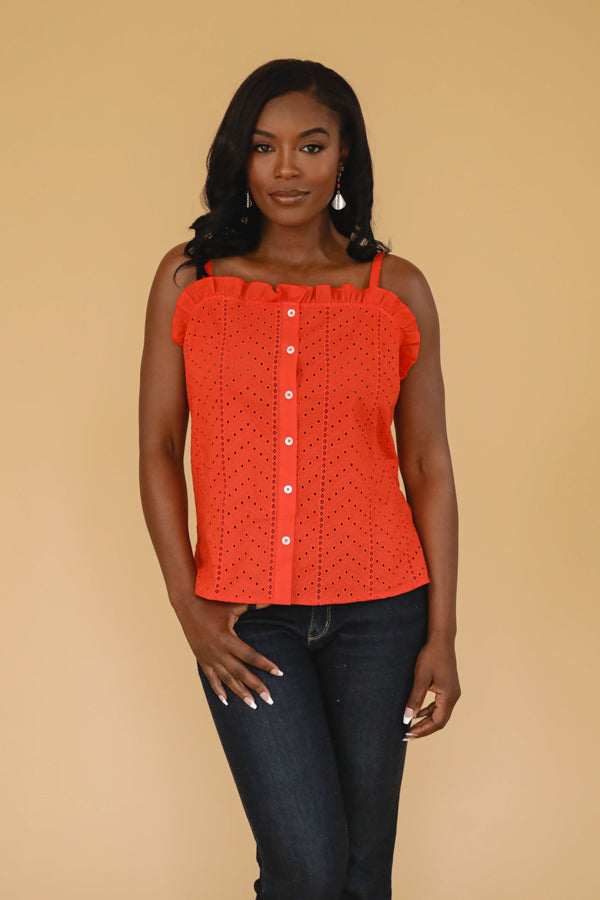 Eyelet Cami Top - Poppy - B.YELLOWTAIL